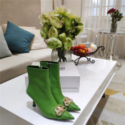 High Quality Luxury Balenciaga New Shape Double B Buckle Flower Toe Ankle Boots – Style 97571
