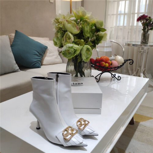 High Quality Luxury Balenciaga New Shape Double B Buckle Flower Toe Ankle Boots – Style 61411