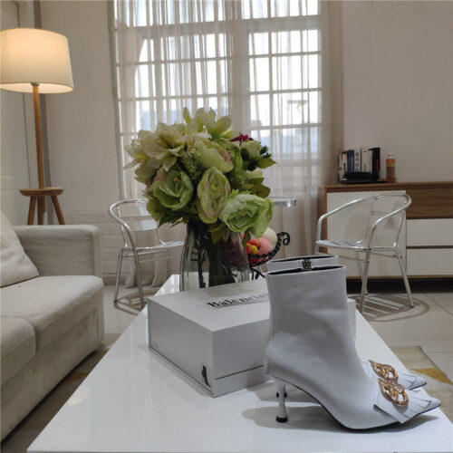 High Quality Luxury Balenciaga New Shape Double B Buckle Flower Toe Ankle Boots – Style 61411 product detail