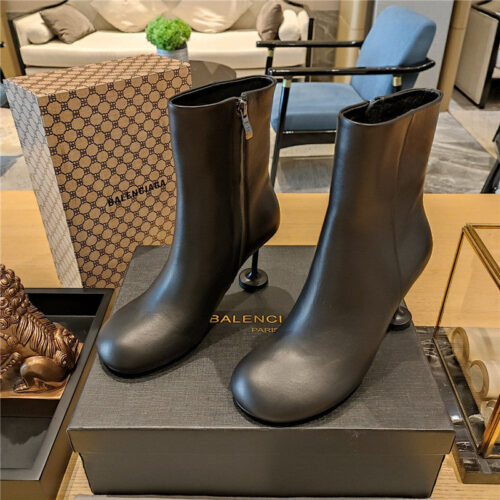 High Quality Luxury Balenciaga Wine Glass Heeled Round Toe Boots