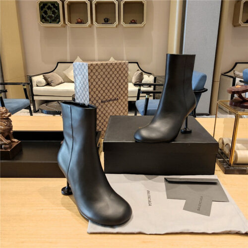 High Quality Luxury Balenciaga Wine Glass Heeled Round Toe Boots alternate view