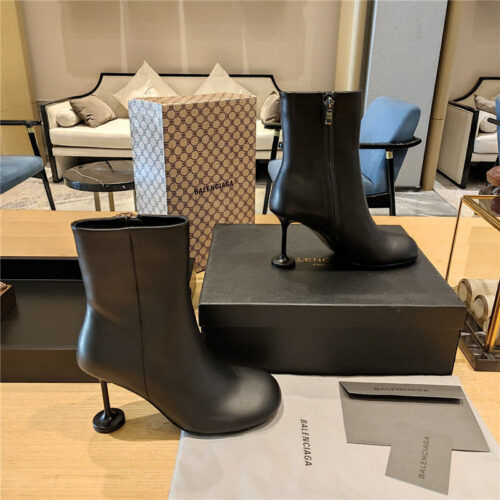 High Quality Luxury Balenciaga Wine Glass Heeled Round Toe Boots product detail