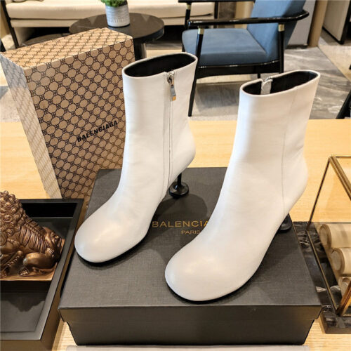 High Quality Luxury Balenciaga Wine Glass Heeled Round Toe Boots – Style 19907