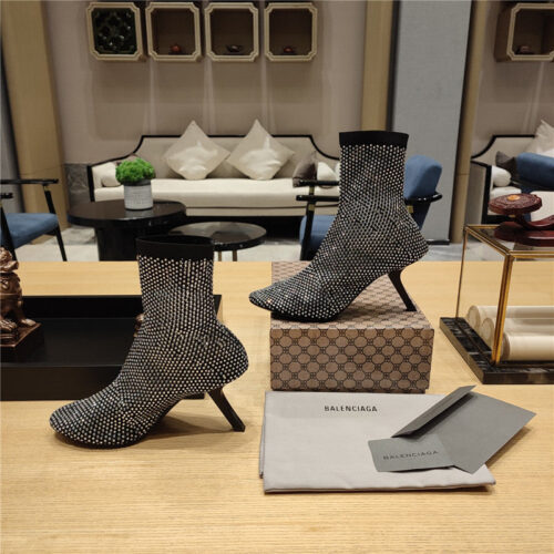 High Quality Luxury Balenciagas New 7-Shaped Heel Sock Boots – Style 97859