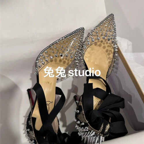High Quality Luxury Louis Vuitton New Pointed Rivet High Heels – Style 46531 alternate view