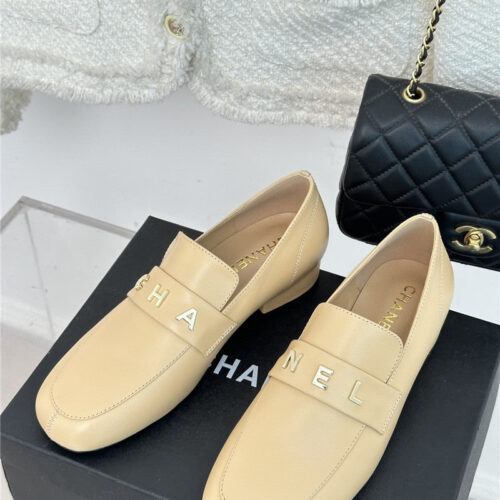High Quality Luxury Chanel Double C Letter Buckle Square Head Chunky Loafers