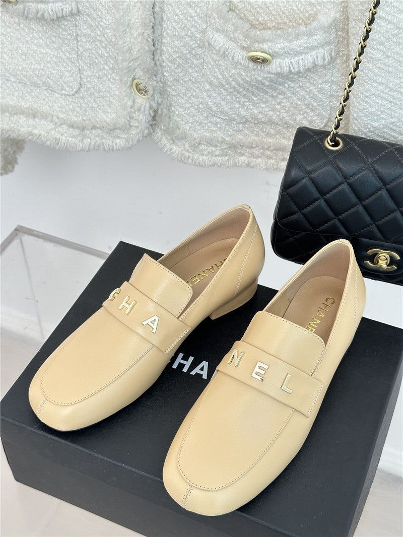 High Quality Luxury Chanel Double C Letter Buckle Square Head Chunky Loafers