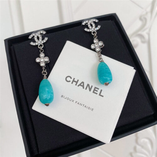 High Quality Luxury Chanel Amazonite Double C Earrings alternate view
