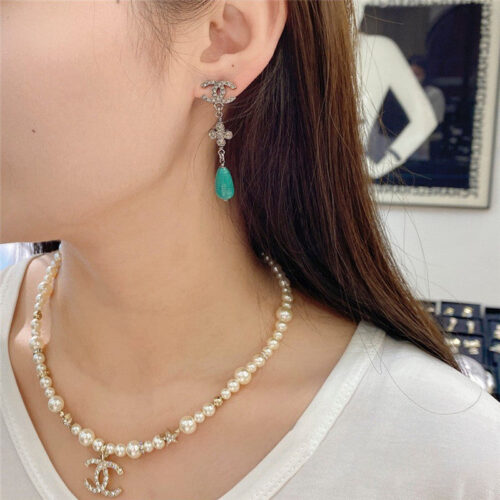 High Quality Luxury Chanel Amazonite Double C Earrings product detail
