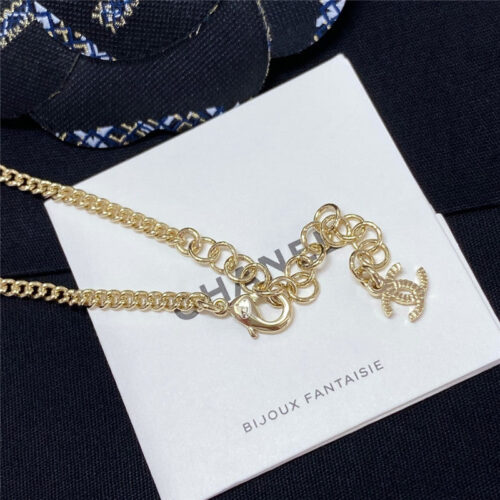 High Quality Luxury Chanel Leather Pattern Black Gold No. 5 + Rectangular Necklace product detail