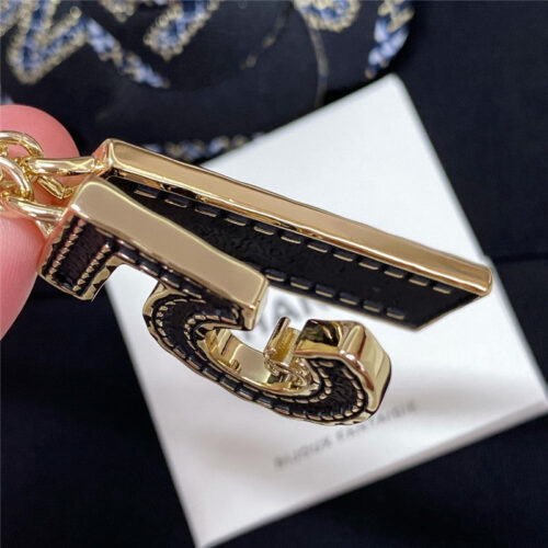 High Quality Luxury Chanel Leather Pattern Black Gold No. 5 + Rectangular Necklace product detail