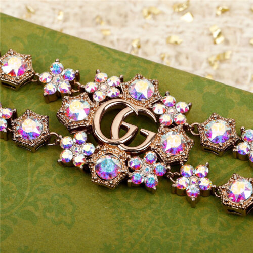 High Quality Luxury Gucci Flower Diamond Double G Necklace Bracelet product detail