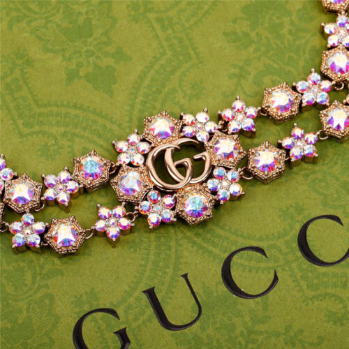 High Quality Luxury Gucci Flower Full Diamond Double G Necklace product detail