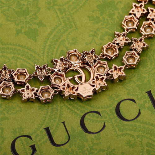 High Quality Luxury Gucci Flower Full Diamond Double G Necklace product detail