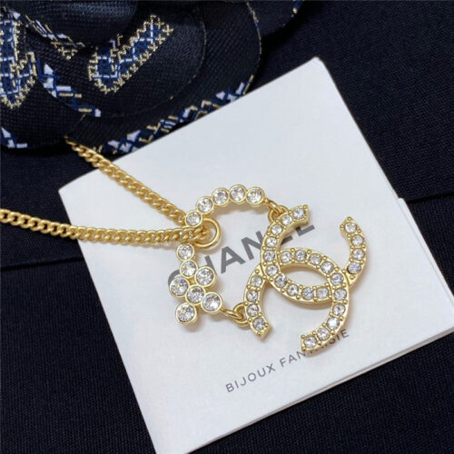 High Quality Luxury Chanel Full Diamond Half Ring Double C Necklace product detail