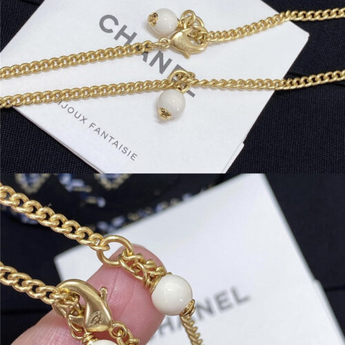 High Quality Luxury Chanel Full Diamond Half Ring Double C Necklace product detail