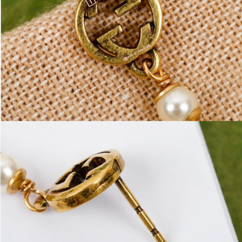 High Quality Luxury Gucci Double G Heterosexual Pearl Earrings product detail