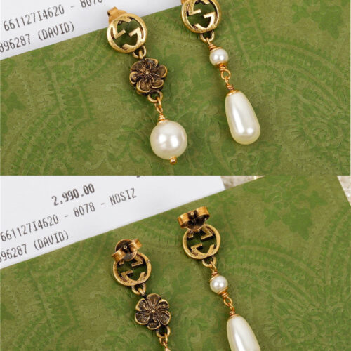 High Quality Luxury Gucci Double G Heterosexual Pearl Earrings product detail