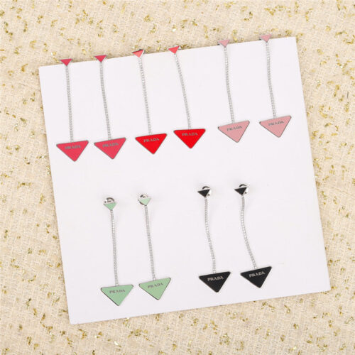 High Quality Luxury Prada Triangle Stud Earrings