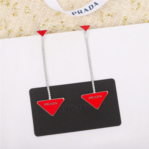 High Quality Luxury Prada Triangle Stud Earrings alternate view