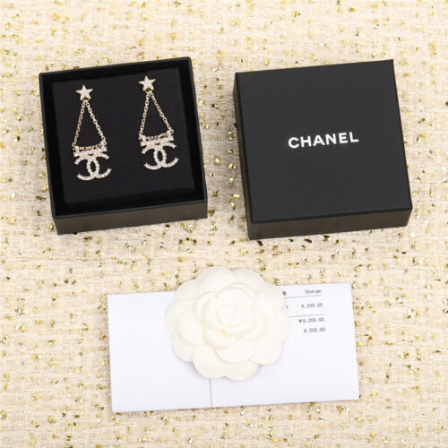 High Quality Luxury Chanel Pentagram Double C Earrings