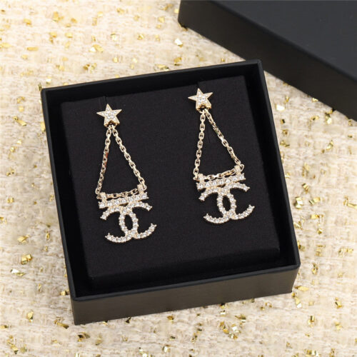 High Quality Luxury Chanel Pentagram Double C Earrings alternate view
