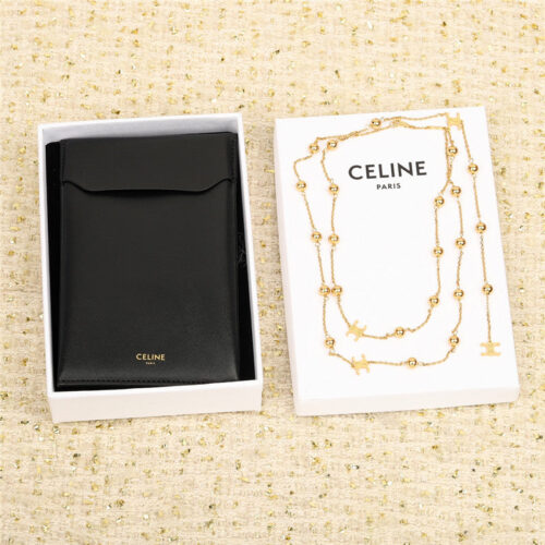 High Quality Luxury Celine Arc De Triomphe Gold Bead Long Chain