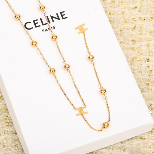 High Quality Luxury Celine Arc De Triomphe Gold Bead Long Chain alternate view