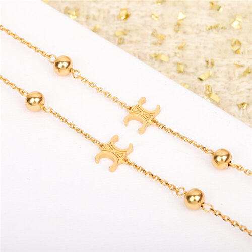 High Quality Luxury Celine Arc De Triomphe Gold Bead Long Chain product detail