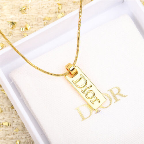 High Quality Luxury Dior Small Gold Bar Necklace alternate view