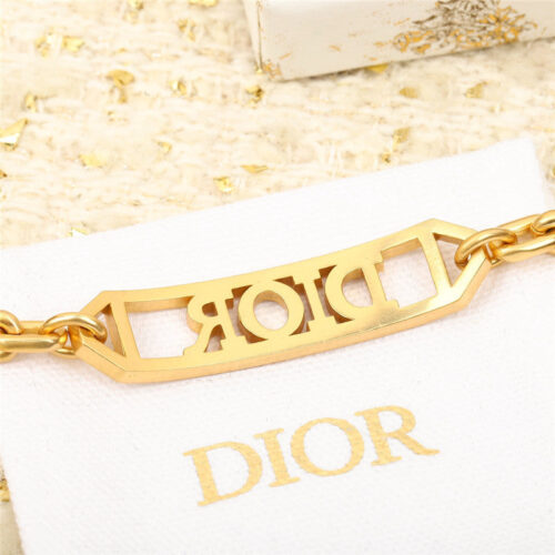 High Quality Luxury Dior Hollow Letter Chunky Bracelet Necklace – Style 50742 product detail