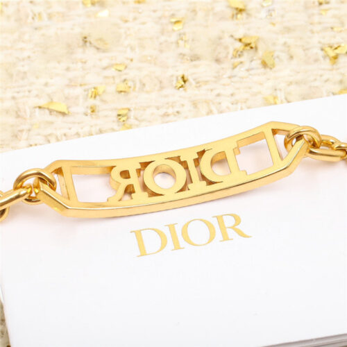 High Quality Luxury Dior Hollow Letter Chunky Bracelet Necklace product detail