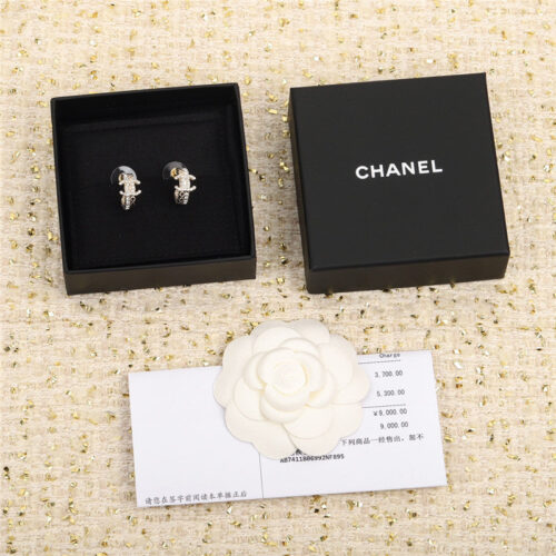 High Quality Luxury Chanel Diamond Double C Earrings