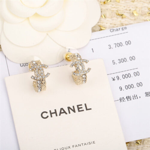 High Quality Luxury Chanel Diamond Double C Earrings alternate view