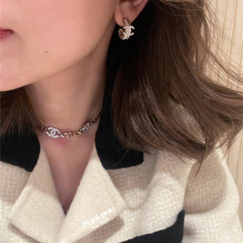 High Quality Luxury Chanel Diamond Double C Earrings product detail