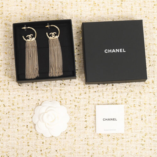 High Quality Luxury Chanel L Tassel Double C Earrings