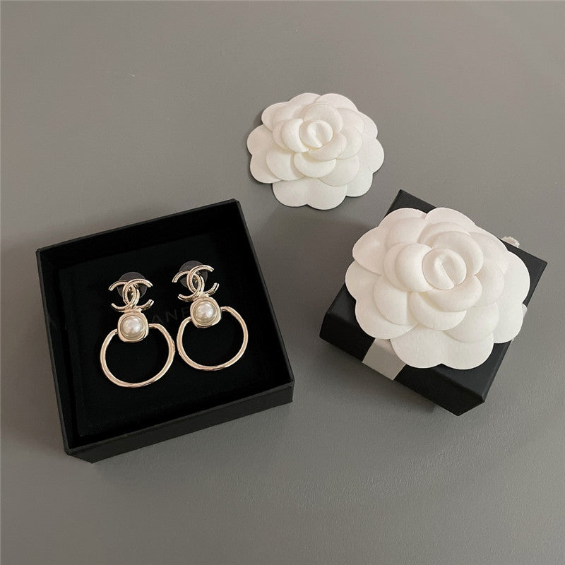 High Quality Luxury Dior Double C Large Metal Earrings