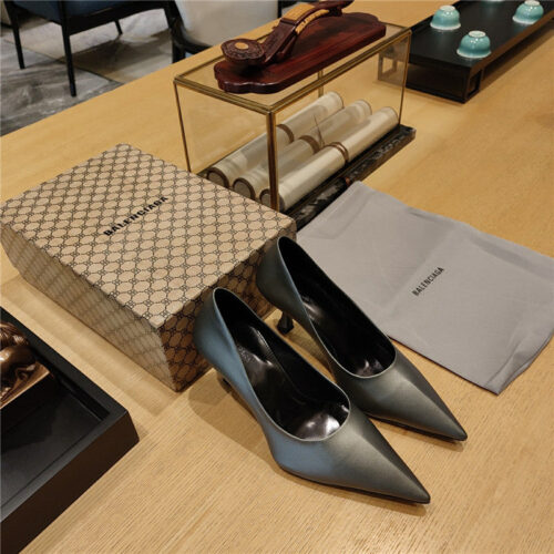 High Quality Luxury Balenciaga Prismatic Triangle Mules Pumps – Style 92963