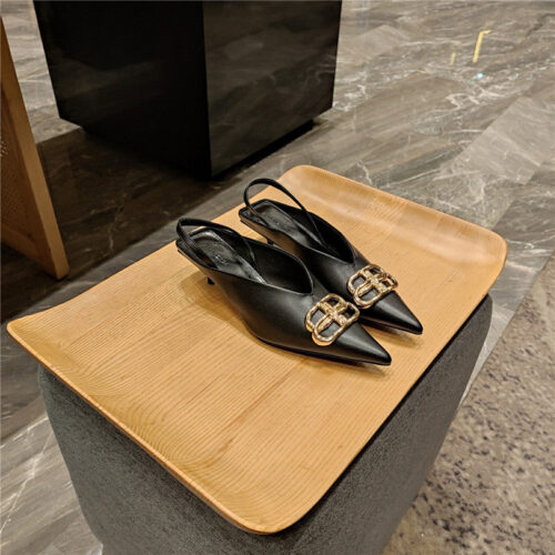 High Quality Luxury Balenciaga Double B Buckle Cat Heel Mules Slippers product detail