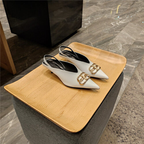 High Quality Luxury Balenciaga Double B Buckle Cat Heel Mules Slippers – Style 11267 product detail