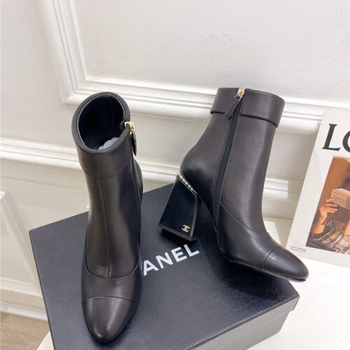 High Quality Luxury Chanel Catwalk Style Pearl Heel Ankle Boots – Style 19814 product detail
