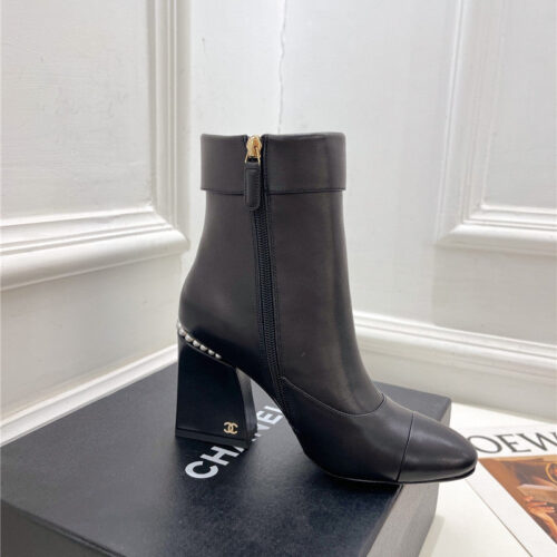 High Quality Luxury Chanel Catwalk Style Pearl Heel Ankle Boots – Style 19814 product detail