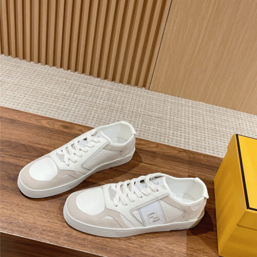 High Quality Luxury Fendi Color Block Lace Up Sneakers