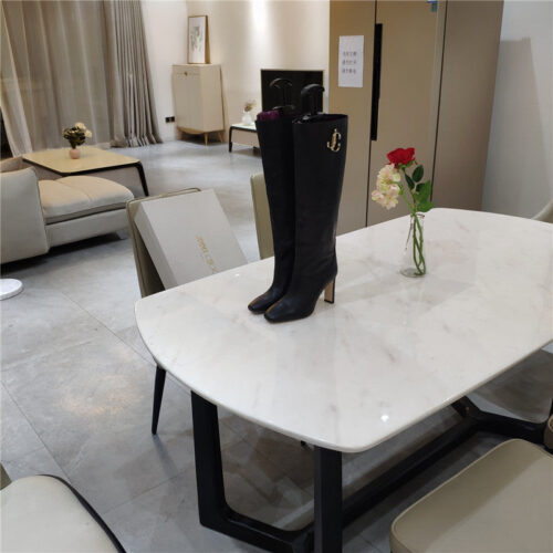 High Quality Luxury Jimmy Choo Signature Jc Buckle Chunky Heel Leather Boots – Style 02583 product detail