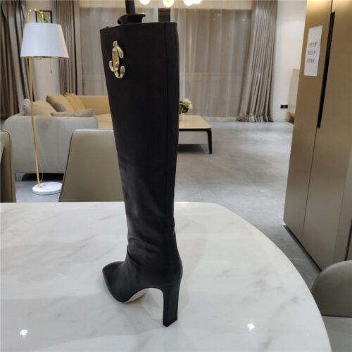 High Quality Luxury Jimmy Choo Signature Jc Buckle Chunky Heel Leather Boots – Style 02583 product detail