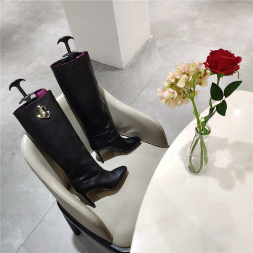 High Quality Luxury Jimmy Choo Signature Jc Buckle Chunky Heel Leather Boots – Style 02583 product detail