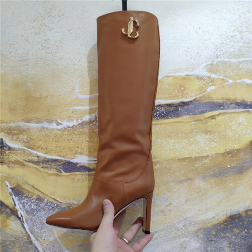 High Quality Luxury Jimmy Choo Signature Jc Buckle Chunky Heel Leather Boots – Style 99191 product detail