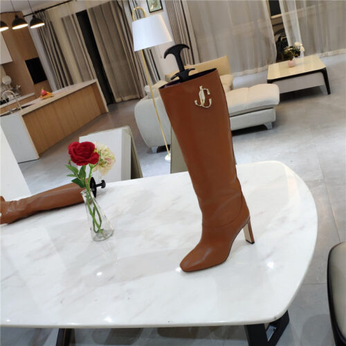 High Quality Luxury Jimmy Choo Signature Jc Buckle Chunky Heel Leather Boots – Style 99191 product detail