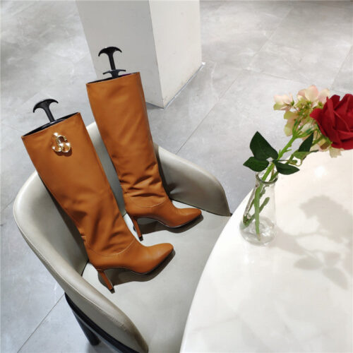 High Quality Luxury Jimmy Choo Signature Jc Buckle Chunky Heel Leather Boots – Style 99191 product detail