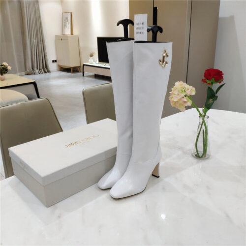 High Quality Luxury Jimmy Choo Signature Jc Buckle Chunky Heel Leather Boots – Style 21783